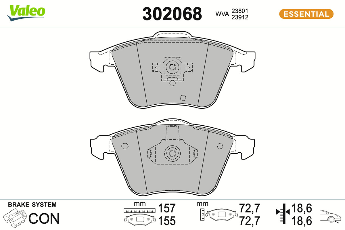 Jeu de 4 plaquettes de frein VALEO ref. 302068